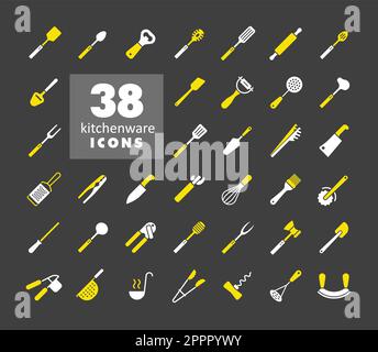 Ensemble d'icônes vectorielles pour ustensiles de cuisine et appareils de cuisine Illustration de Vecteur