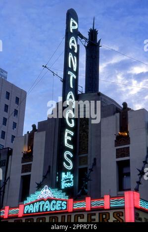 Le panneau PantagesTheatre à Hollywood, CA Banque D'Images