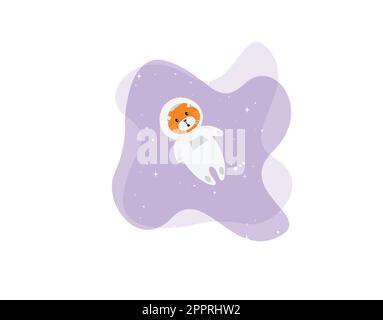 L'astronaute de chat orange ð dans une combinaison spatiale voit la boîte Illustration de Vecteur