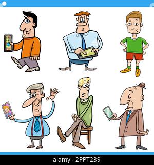 ensemble de personnages comiques humoristiques de dessin animé Illustration de Vecteur