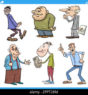Jeu de caractères hommes cartoon illustration Illustration de Vecteur