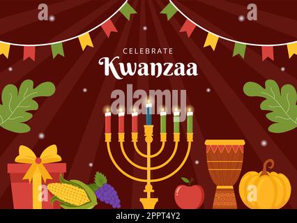 Happy Kwanzaa Holiday African Background Template dessin main dessin dessin dessin dessin dessin dessin dessin dessin dessin animé dessin animé à plat Illustration Illustration de Vecteur