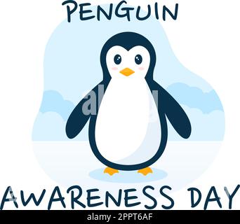 Happy Penguin Awareness Day on 20 janvier pour maintenir la population de pingouins et l'habitat naturel dans le dessin-modèle de dessin à la main Illustration de Vecteur