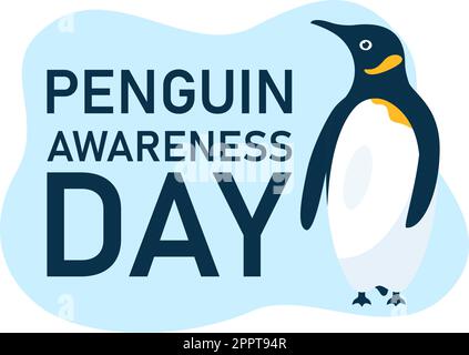 Happy Penguin Awareness Day on 20 janvier pour maintenir la population de pingouins et l'habitat naturel dans le dessin-modèle de dessin à la main Illustration de Vecteur