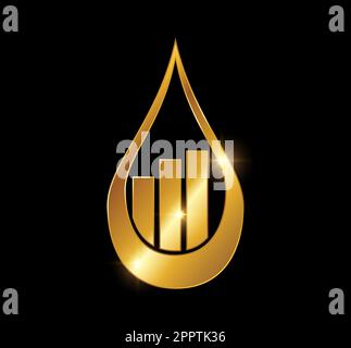 icône du logo golden water drop Illustration de Vecteur