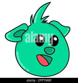 tête émoji de monstre vert souriant, doodle kawaii. icône doodle Illustration de Vecteur