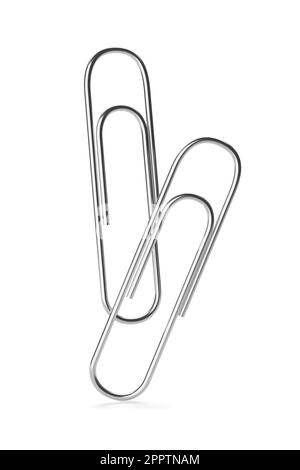 Deux trombones isolés sur fond blanc. 3D illustration du rendu. Banque D'Images