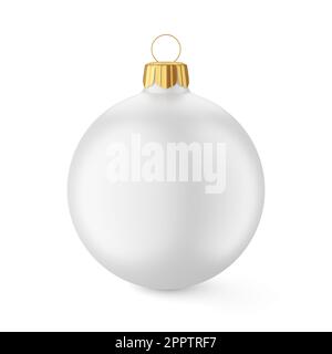 Boule de noël blanche isolée sur fond blanc. 3D illustration du rendu. Banque D'Images