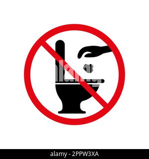 Panneau de vecteur d'interdiction des déchets de toilettes sur fond blanc Illustration de Vecteur