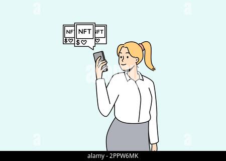 Femme avec images NFT Illustration de Vecteur