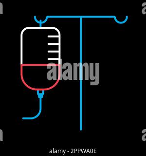 IV icône vecteur du statif sur fond noir. Signe médical Illustration de Vecteur
