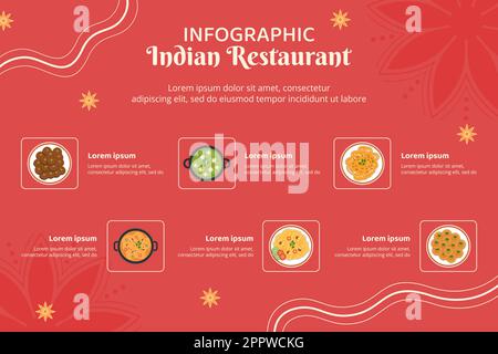 Illustration vectorielle de l'arrière-plan du dessin-modèle d'infographique du restaurant Indian Food Illustration de Vecteur