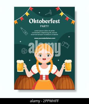 Oktoberfest Beer Festival modèle d'affiche Cartoon fond Illustration vectorielle Illustration de Vecteur