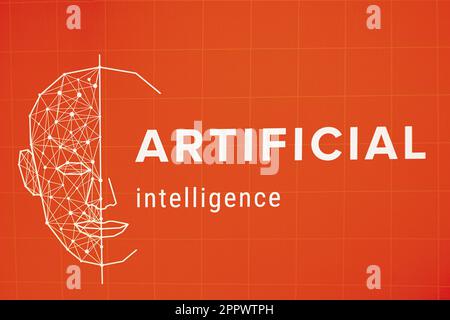 Système de reconnaissance faciale, concept. Logiciel, Intelligence artificielle Banque D'Images