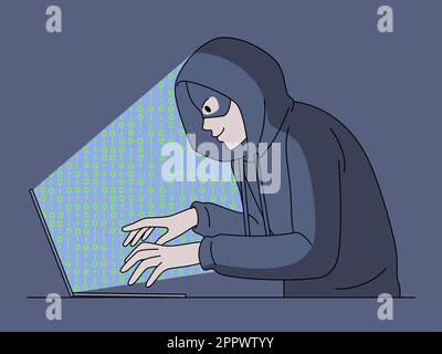 Hacker de voler des informations de l'ordinateur Illustration de Vecteur