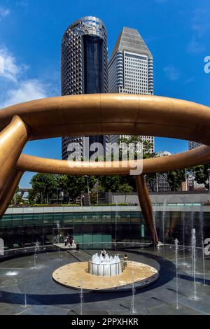 La tour Millenia et la tour Centennial, Fontaine de richesse, Singapour. Banque D'Images