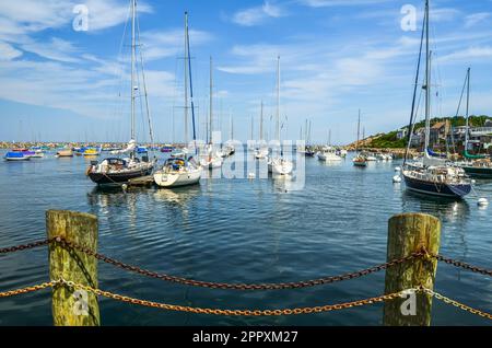 Bateaux ancrés dans le port de Rockport, Cape Ann, Essex County, Massachusetts, Nouvelle-Angleterre, États-Unis Banque D'Images