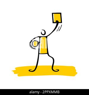 Stickman Stick Figure Playing Football Sport Illustration de Vecteur