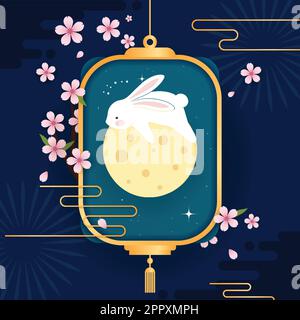 Fête de la mi-automne en design plat Illustration de Vecteur