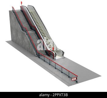 Escalier avec escalier isolé sur fond blanc - rendu 3D Banque D'Images