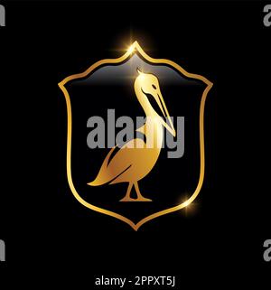 Logo Golden Pelican Bird Illustration de Vecteur