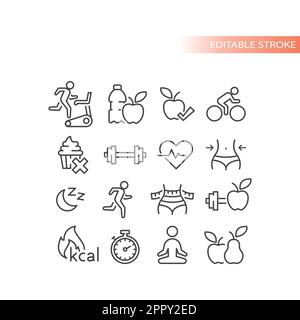 Jeu d'icônes vecteur d'entraînement et d'exercice Illustration de Vecteur