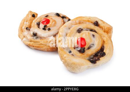 Photo studio d'une pâtisserie danoise découpée sur fond blanc - John Gollop Banque D'Images