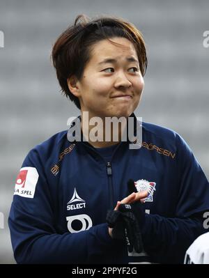 Linköpings no 29 Yuka Momiki pendant le match de football de lundi dans l'OBOS Damallsvenskan entre Linköping FC-Hammarby IF à l'arène Bilbörsen, Linköping, Suède. Banque D'Images