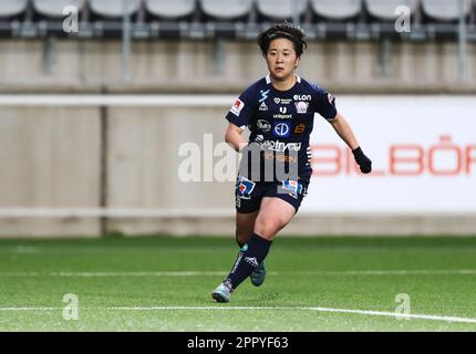 Linköpings no 29 Yuka Momiki pendant le match de football de lundi dans l'OBOS Damallsvenskan entre Linköping FC-Hammarby IF à l'arène Bilbörsen, Linköping, Suède. Banque D'Images