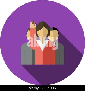 Femme avec hommes derrière l'icône de vote Illustration de Vecteur