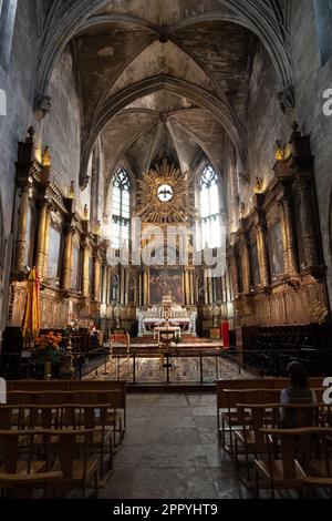 Un cliché vertical de l'intérieur de la basilique Saint-Pierre à Avignon, Vaucluse, France Banque D'Images