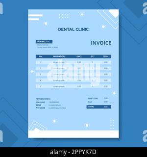 Modèle de facture de clinique dentaire Illustration d'un dessin à plat de dessin animé à la main Illustration de Vecteur