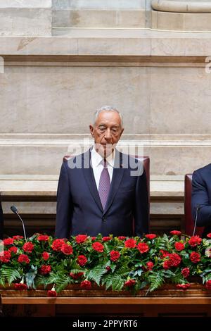 Lisbonne, Portugal. 25th avril 2023. Marcelo Rebelo de Sousa, Président du Portugal, vu au cours de la dernière journée de la visite officielle d'État du Président brésilien au Portugal. (Photo de Bruno de Carvalho/SOPA Images/Sipa USA) crédit: SIPA USA/Alay Live News Banque D'Images