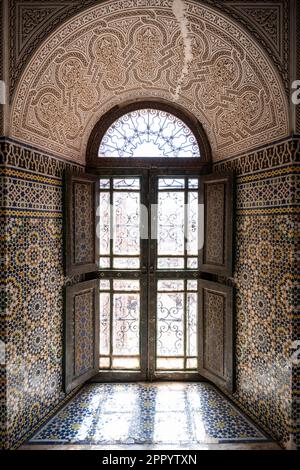 Chambre décorée dans la kasbah de Telouet. Banque D'Images