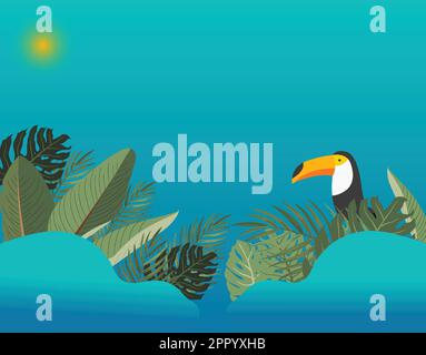 le fond tropical des feuilles d'oiseaux Illustration de Vecteur