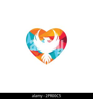 Logo Phoenix Heart. Meilleur logo phoenix oiseau. Illustration de Vecteur