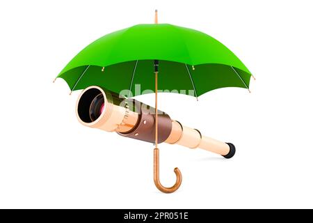 Spirate Spyglass under parasol, 3D rendu isolé sur fond blanc Banque D'Images