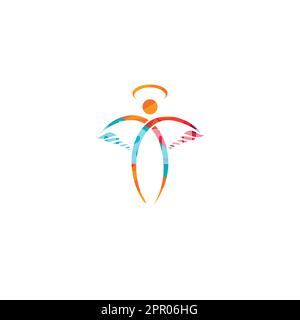Résumé Angel Vector logo Design. Représente le concept de religion, de bonté et de charité. Illustration de Vecteur
