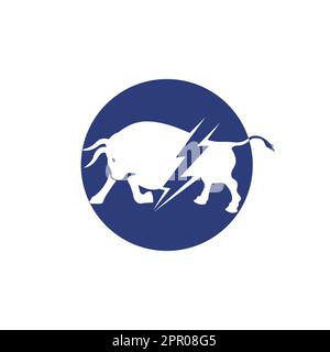 Bull avec logo thunder. Énergie électrique éclair dans le taureau. Illustration de Vecteur