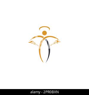 Résumé Angel Vector logo Design. Représente le concept de religion, de bonté et de charité. Illustration de Vecteur