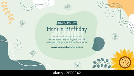 Modèle de poteau de partie de boho dessin main dessin de dessin de dessin animé à plat Illustration Illustration de Vecteur