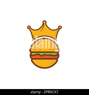 Logo Burger King Vector. Concept de Burger avec logo représentant une couronne. Illustration de Vecteur