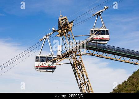 Téléphériques du Top of the Rock Cablecar Gibraltar, Teleferico de Gibraltar. Le territoire britannique d'outre-mer de Gibraltar, le Rocher de Gibraltar sur t Banque D'Images