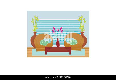L'intérieur à la mode de salon - vector Illustration de Vecteur