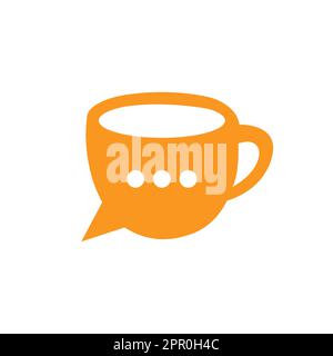 Logo de chat café vectoriel. Modèle de conception de logo de forum de discussion de café. Illustration de Vecteur