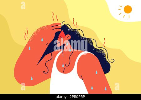 Une femme malsaine souffre d'un coup de chaleur Illustration de Vecteur