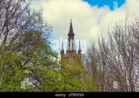 tour de l'université de glasgow depuis kelvingrove park Banque D'Images