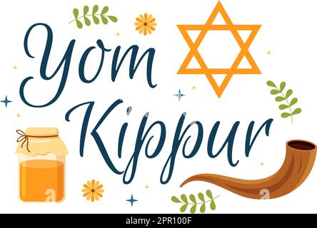 Yom Kippur Celebration dessin manuel de dessin animé Illustration à plat au jour de l'expiation dans le judaïsme sur la conception d'arrière-plan Illustration de Vecteur