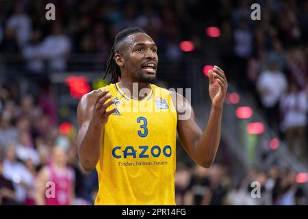 Bonn, Allemagne. 25th avril 2023. Jaleen SMITH (BER, mi.), perplexe, excitée, tendue. Score final 84:77, basket-ball 1st Bundesliga/Telekom paniers Bonn-ALBA Berlin/BON vs BER/31st match day, dans le TELEKOMDOME, on 25 avril 2023? Credit: dpa/Alay Live News Banque D'Images