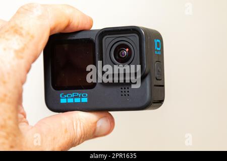 GoPro 10 Noir appareil photo portable sport Banque D'Images